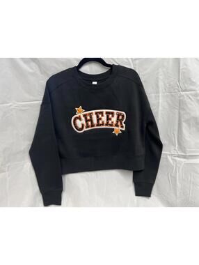 Custom Embroidered “CHEER” Junior Crew Fleece. Cropped With Drop Shoulders.